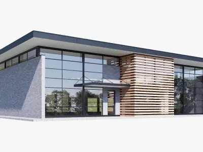 commercial building Low-poly 3D model 3
