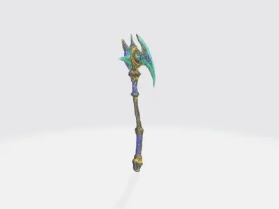 A dark fantasy battle axe 3D model
