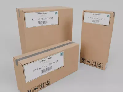 Compact Packaging Cardboard Boxes - Rigged and Customizable Set