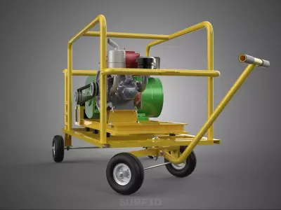 MOBILE DIESEL GENERATOR ELECTRIC STARTING PUSH PULL WAGON CART 3D model