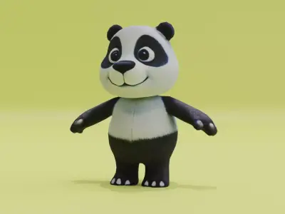Panda Character Cute Plush Toy Low-poly 3D model