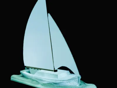 Souvenir Sailing Yacht at Sea  3D Printable FDM Model 3D model