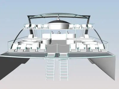 Yacht Catamaran - Tour Boat Low-poly 3D model