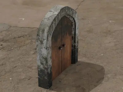 Antique door 3D model PBR materials 4K Low-poly 3D model