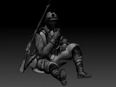 French soldier ww2 3D print model