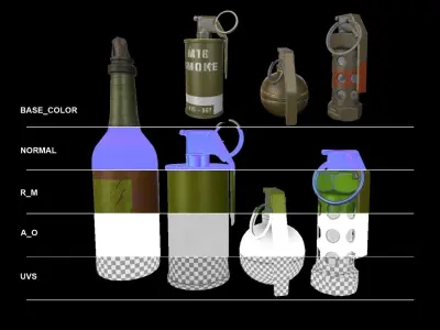 Hand Grenades - PBR - Low Poly 3D Low-poly 3D model