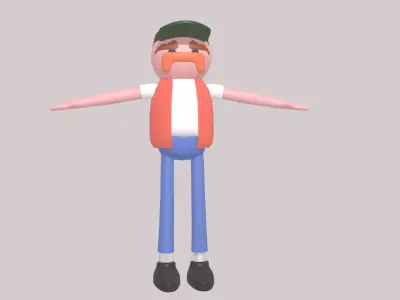 small town or trucker stylo character low poly Low-poly 3D model