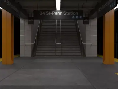 Underground Subway Station Platform 3D model