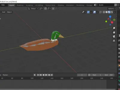 Low poly duck Free low-poly 3D model