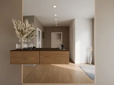 Minimalistic hallway interior design  Free 3D model