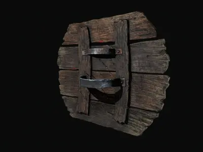 Old Wooden Shield  - PBR Game Ready Low-poly 3D model Low-poly 3D model