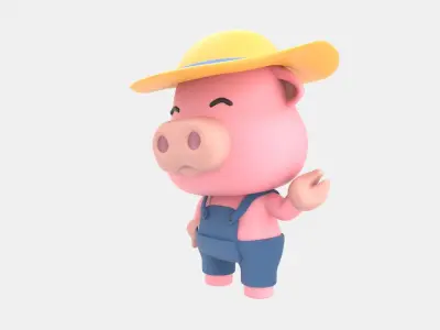 Cute Pig 3D Illustration 3D model 4