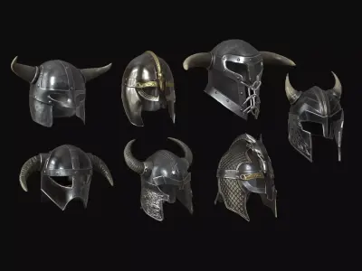 Viking and medieval helmets collection 3D Model Pack