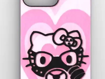 Cyber Pink Mask Cat MagSafe Case for iPhone 16 Pro Max 3D print model