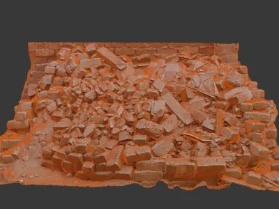 Brick Rubble Pile Scan Low-poly 3D model