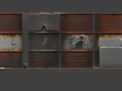 Post-Apocalyptic Oil Barrel Barricade 3D Model Low-poly 3D model