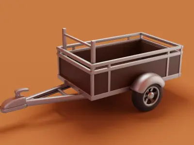 Cartoon trailer car Low-poly 3D model
