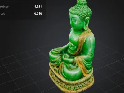 Green Jade Buddha Statue Free low-poly 3D model