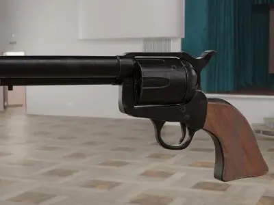 Revolver Low-poly 3D model 8