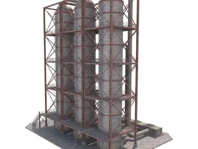 Industrial Silo 06 Low-poly 3D model