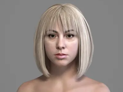 Realistic Medium Straight Blonde Hair 3D model