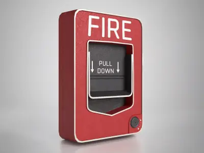 Fire Alarm Pull Station System - gameready Low-poly 3D model
