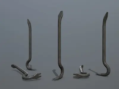 Crowbar metal hook Low-poly 3D model