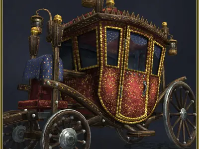 Animated Medieval Coach Low-poly 3D model