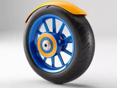 Sport Motorcycle Wheel with Fender 3D model