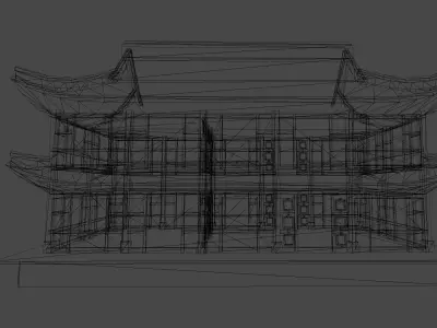 Ancient Japanese Building Style 11 Low-poly 3D model