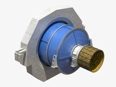 Ball Mill - SAG - Low Poly  Low-poly 3D model