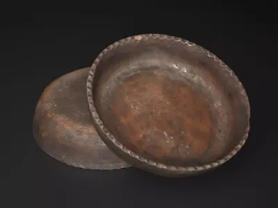 Rustic Clay Plate Low-poly 3D model