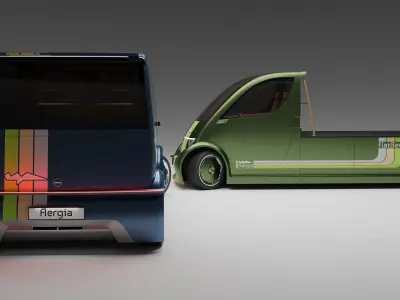 Aergia CargoVan and Aergia FlatBed original utility vehicles 3D model