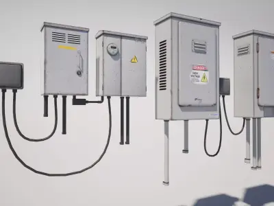  Electrical Utility Wallboxes Low-poly 3D model