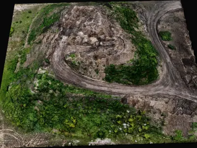 construction site sand pile plants drone PBR photogrammetry Low-poly 3D model