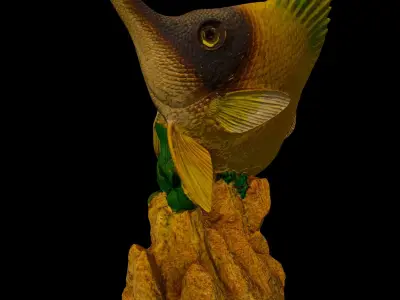 A figurine of a sea fish Low-poly 3D model