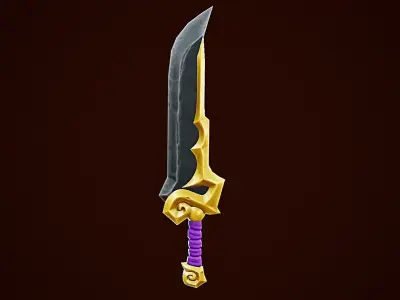 Stylize Sword With Gold Low-poly 3D model