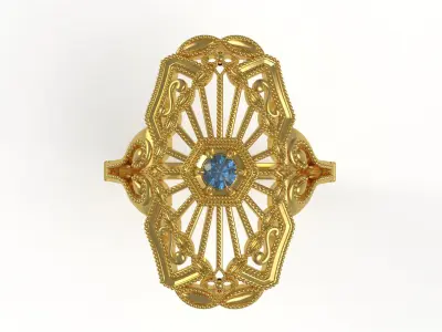 Antique Art Deco Engagement Ring 3D print model order