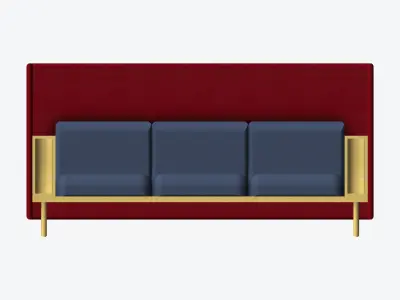 Sofa - Contemporary - Flame - Armrest Shelf - Leftand Right Low-poly 3D model