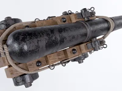 Pirate Ship Cannon Low-poly 3D model purchase