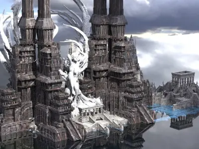 Ancient Egyptian Goddess Towers 3D model