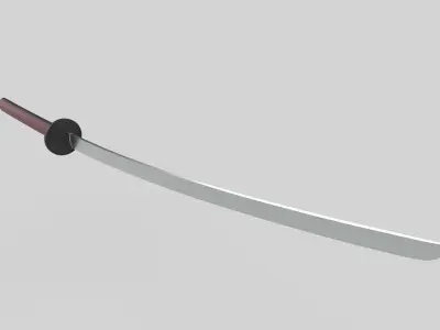 Katana samurai sword Low-poly 3D model 17