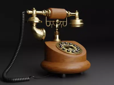 MS-6100B European Antique Phone Low-poly 3D model