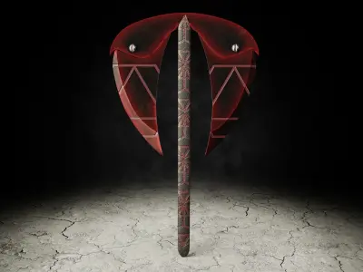 Medieval Axe Low-poly 3D model 4