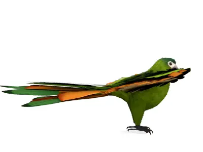 Green Macaw Rigged 3D Model Free 3D model