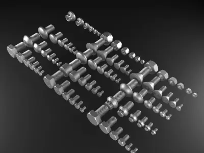 Bolts And Nuts Collection 3D model buy
