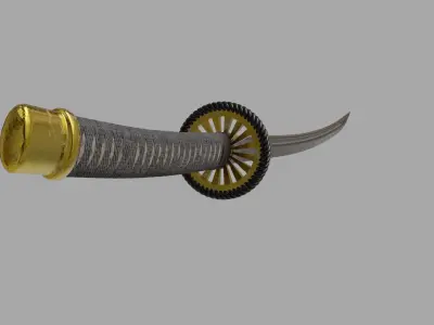 Katana samurai sword Low-poly 3D model 8