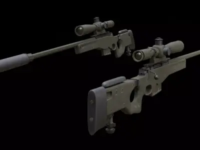 AWM 3d Model two sniper rifles 3D model