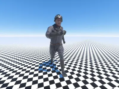 Soviet military motorcyclist Low-poly 3D model
