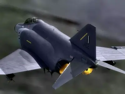 F4 Phantom2 with Cockpit - 4 different Changeble textures-Rigged Low-poly 3D model